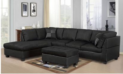 Brand New Black Sectional with ottoman
