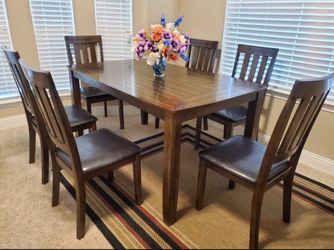 Beautiful Ashley Furniture Puluxy Dining Set With 6 Cushioned Chairs