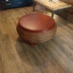 Rattan wood round Coffee Table 