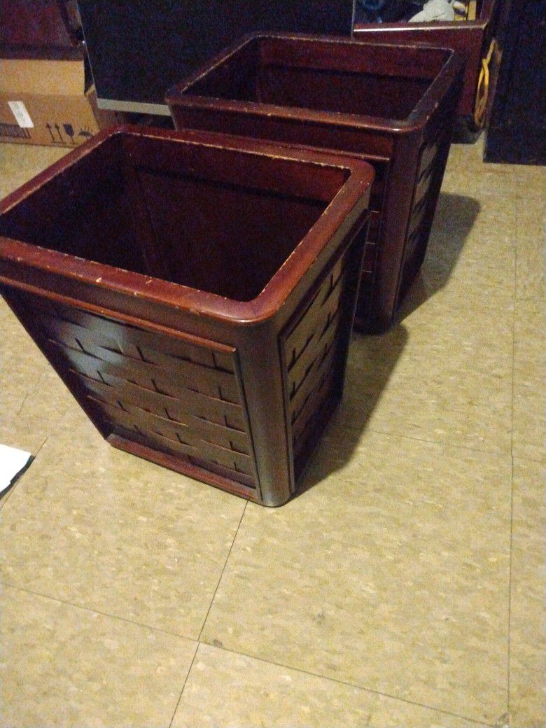 pair of wooden planters for fake plants