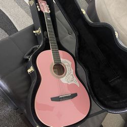 Johnson SPink Guitar With Hard Guitar Case