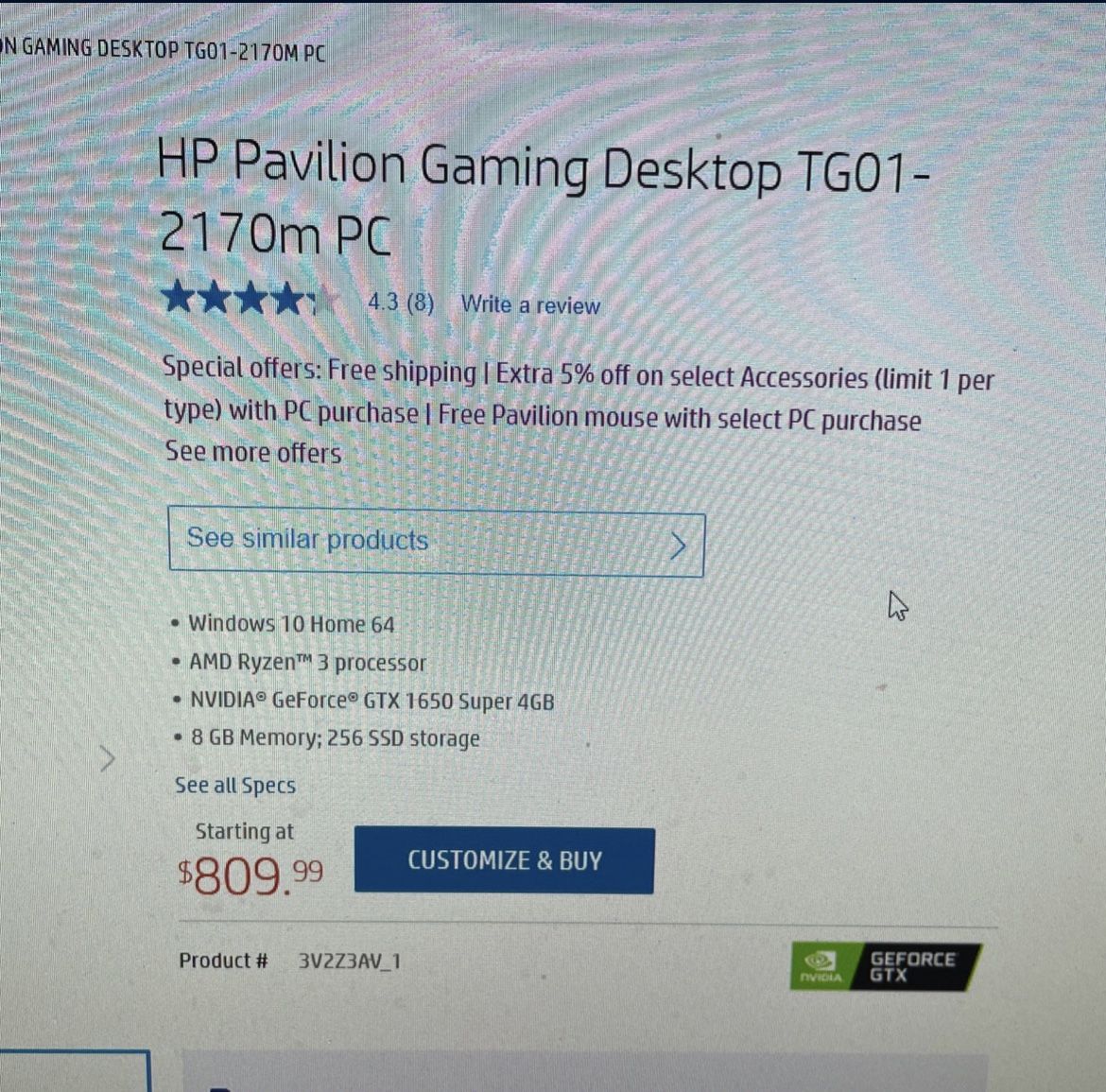 HP Pavilion Gaming Desktop Tg012170m PC for Sale in El Monte, CA OfferUp