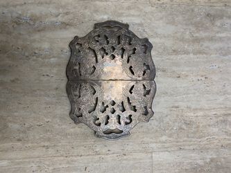 Vintage Silver Plated Crescent Footed Expandable Pierced Floral Trivet 