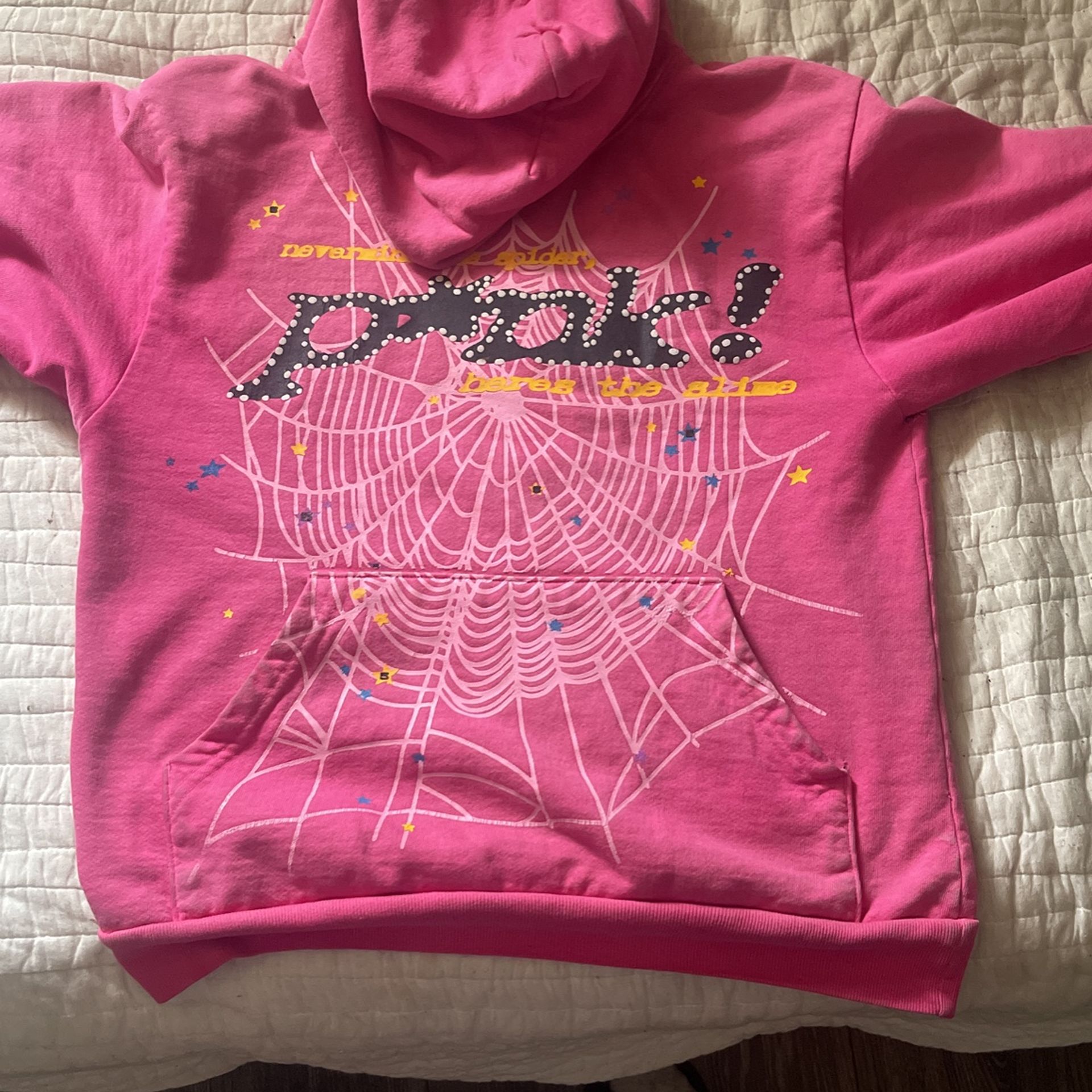 Pink Sp5der Hoodie Sz Small