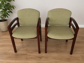 Set of 2 Upholstered Wood Guest / Office Chairs