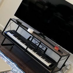 VECELO industrial TV stand in gray rustic industrial