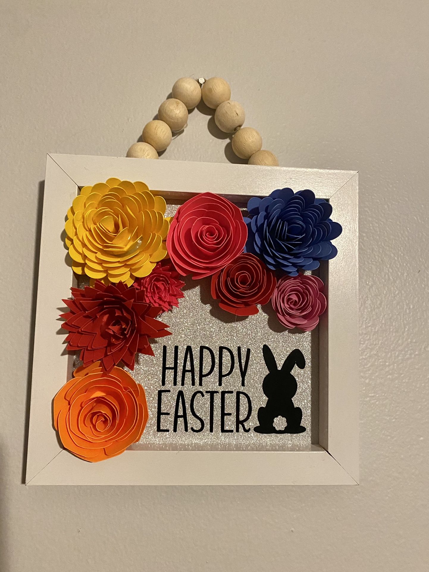 Easter Decoration, Paper Flowers Frame