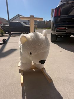 Polar bear wood rocking chair