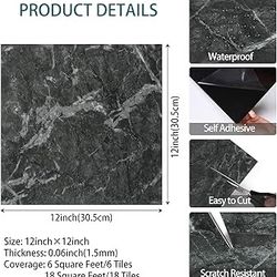 Black Marble STICKY FLOOR TILES
