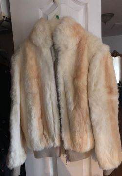 Real rabbit fur bomber coat