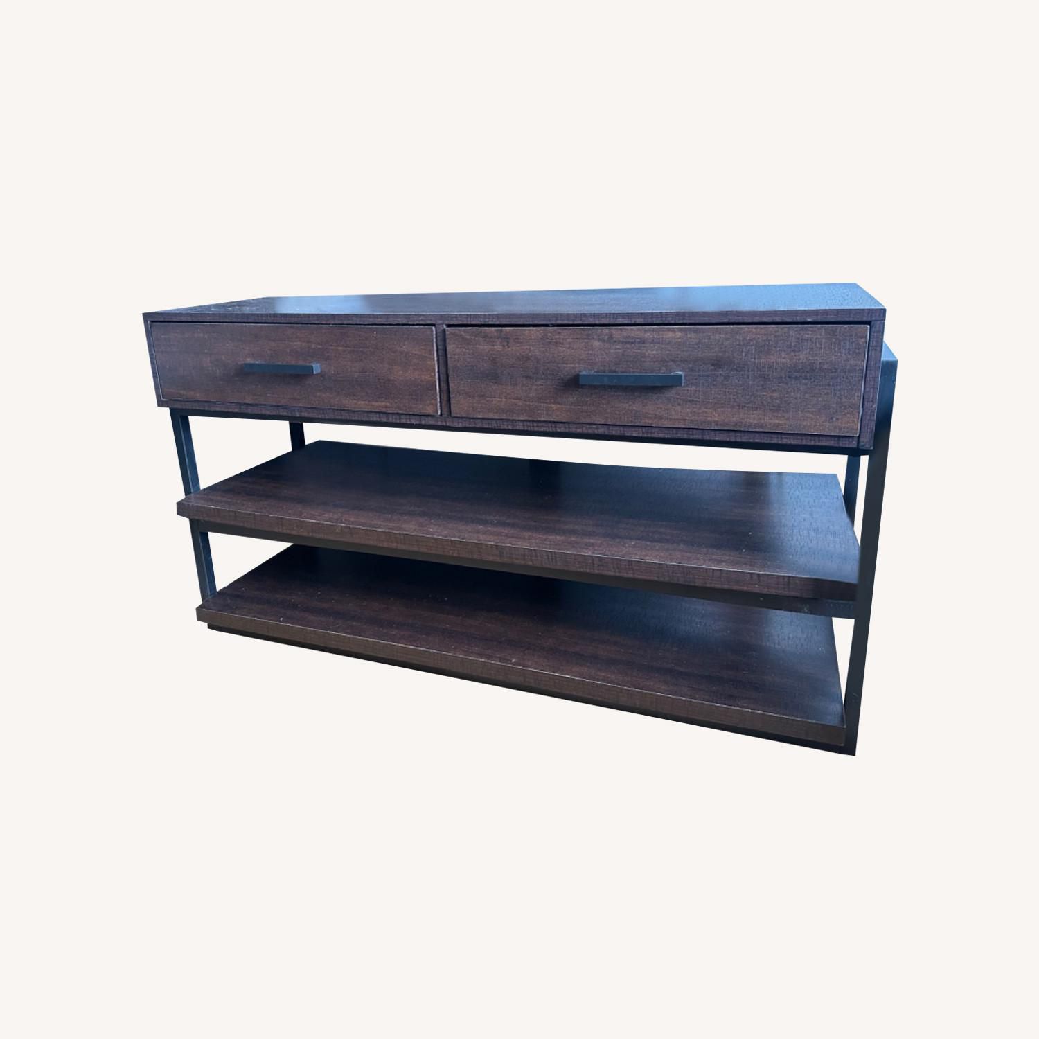Brown Wood TV Stand with Storage and Mounting