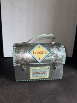 Coca-Cola Metal Lunch Box Tin Case Retro Style Galvanized Coke Collectible