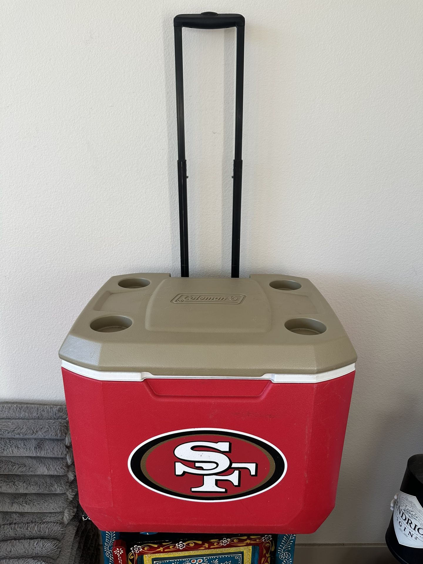 San Francisco 49ers Rolling Wheeled Coleman Cooler