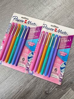 Paper Mate Flair Felt Tip Pens, Medium Point (0.7mm), Limited Edition Candy Pop, Assorted Colors, 6 Count