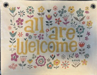All Are Welcome Hand Embroidered Wall Art