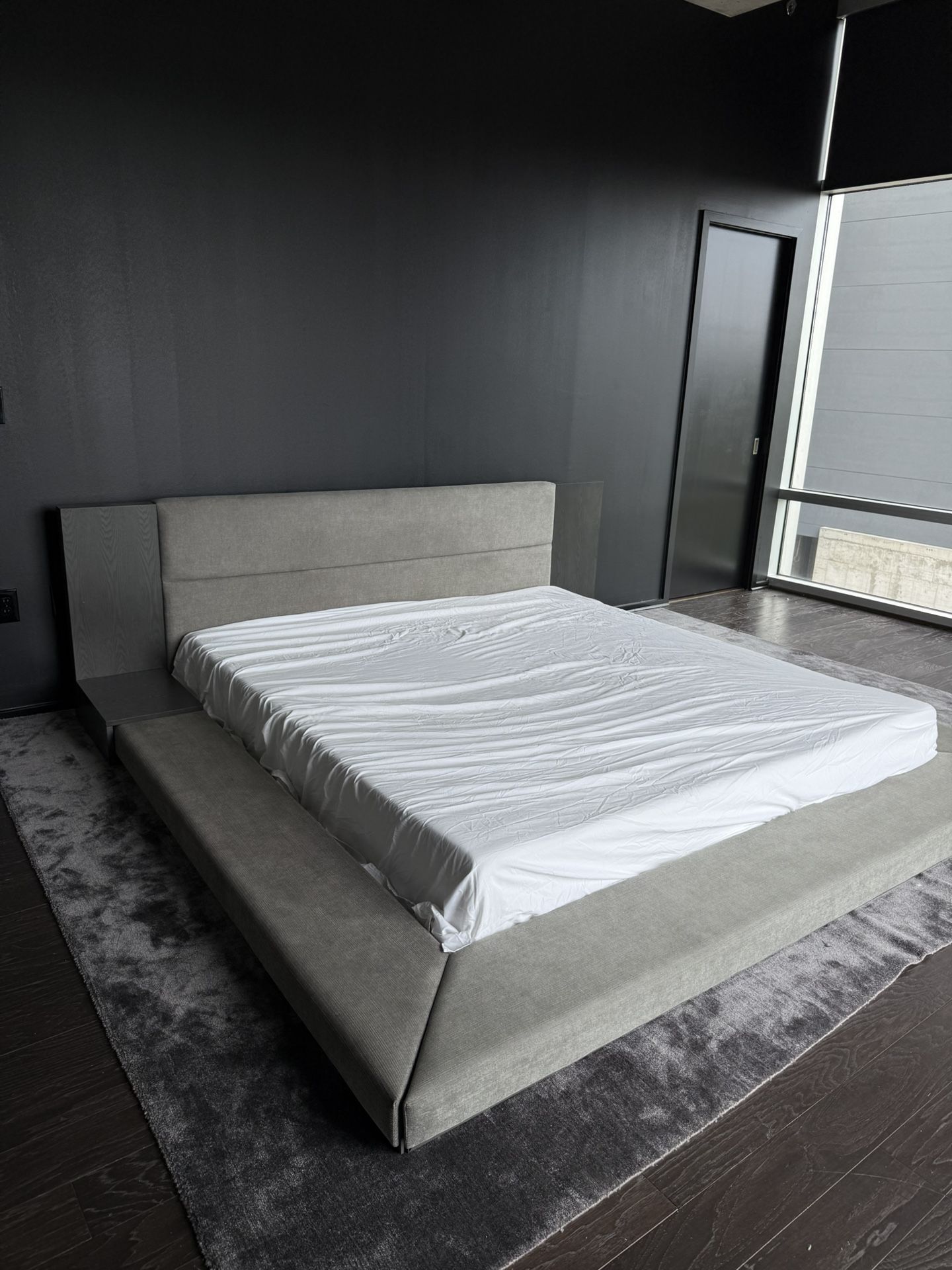 Grey Wood King Platform Bed