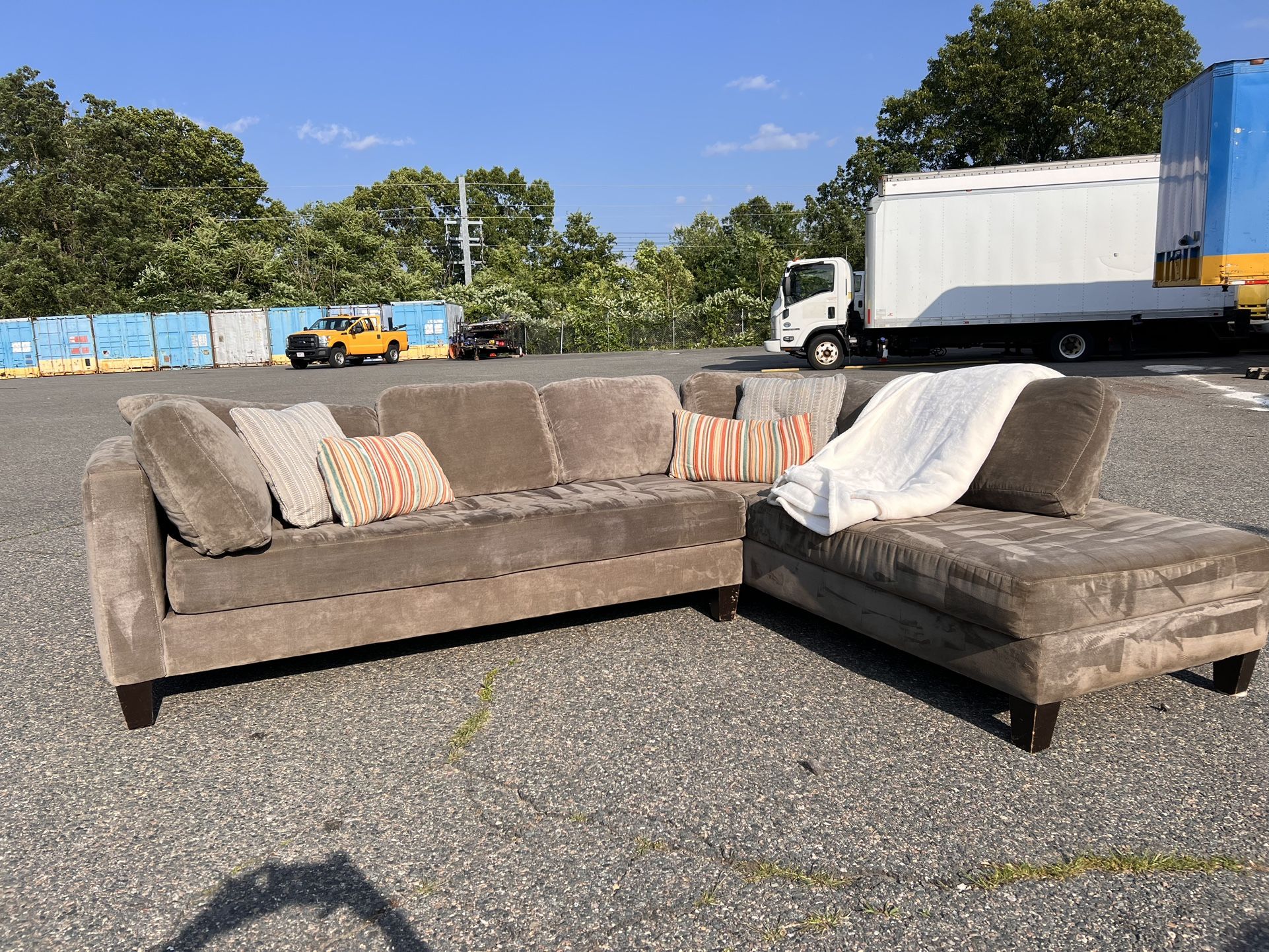 Macy’s Grey 2pc Sectional Couch (Shampooed & Free Delivery)