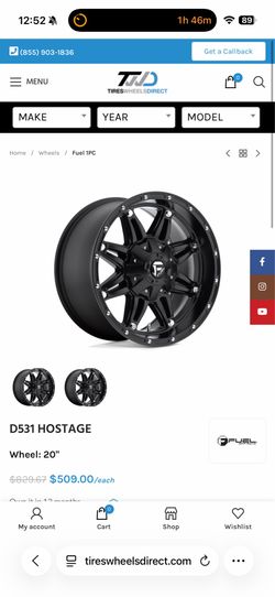 20x12" Fuel Offroad rim D531 Hostage NEW