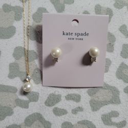 Kate Spade Pearl Necklace & Earrings Set