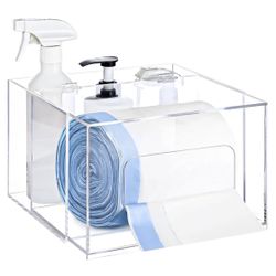 Acrylic Trash Bag Holder Dispenser, 2 in 1 Trash Bag Organizer Under Sink