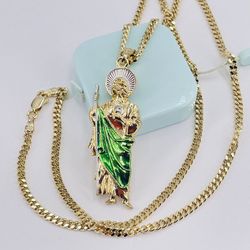 San Judas❤️  Y Cadena Oro Laminado 14k/Saint Jude And Chain Gold Laminated 14k