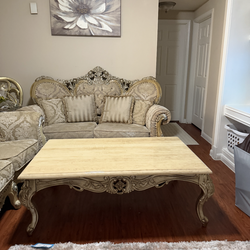 Sofa, loveseat, and coffee table