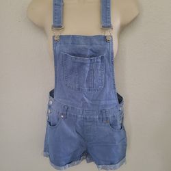 Nivana Denim Overall Shorts Light Wash Pockets Sz M