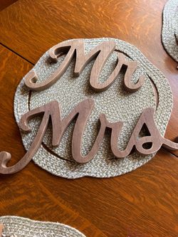 Mr & Mrs Wooden Script Sign Set