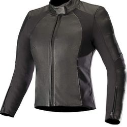 Alpinestars Women's Vika V2 Leather Street Motorcycle Jacket, Black, 44

