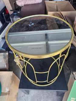 Metal mirror side table