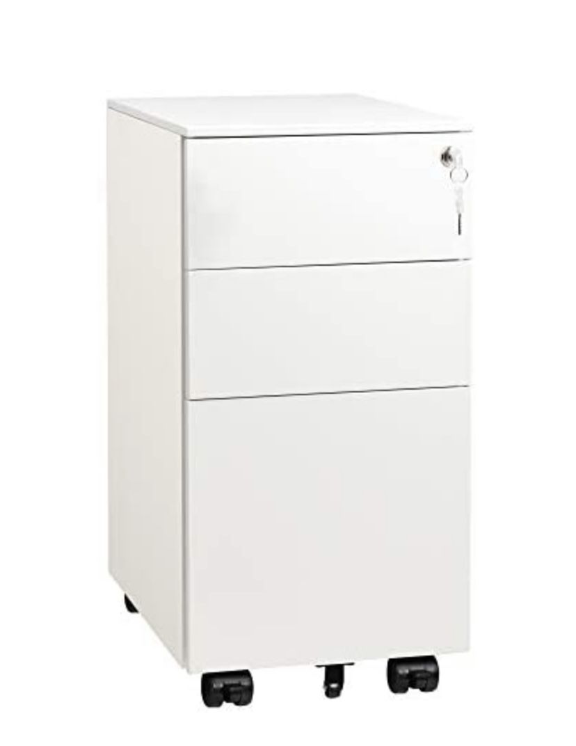 New file cabinet with wheels, White