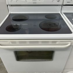 White Self Clean Glass Top Stove 