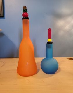 Decorative vintage bottle set in basic colors