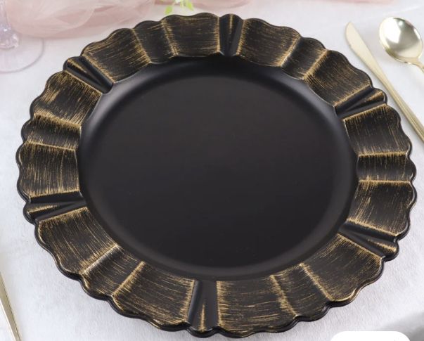 Black and Gold Charger Plates - Set Of 70