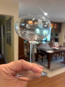 17 Crystal Engraved Champagne Glasses
