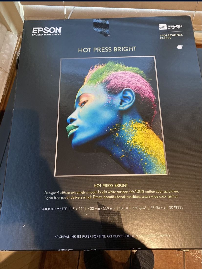Epson 17 x 22 Inch Hot Press Bright Paper NEW