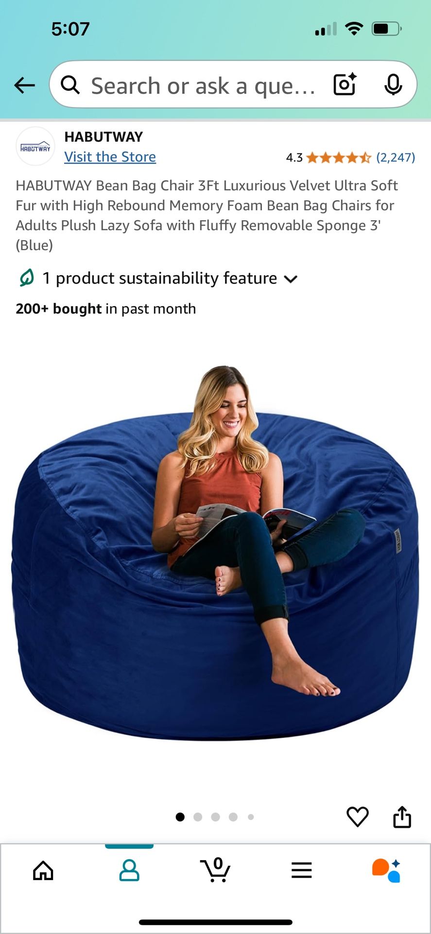 2 Blue Velvet Bean Bag Chairs. Small Size. Perfect For Kids