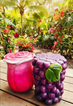$85 Each ( Pots Sold Separately $25 EACH) Rose Grape Tables  Stools 18"×20"