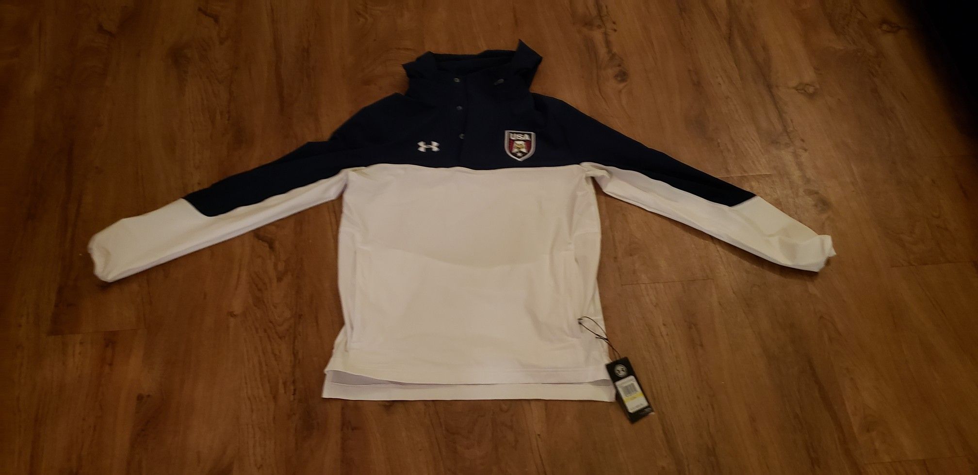 Under Armour Mens Size MD Jacket USA Hidden Hood Lightweight Pullover