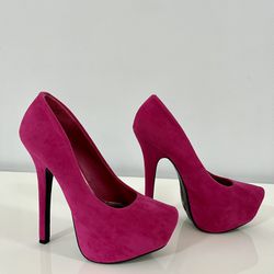 Hot Pink velvet Heels! Size-7