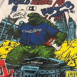 Awful Lotta cough syrup shirt dodgers godzilla design on back