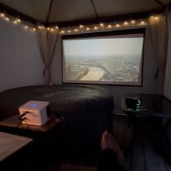 Projector + Pull-Down Screen + Fire Stick
