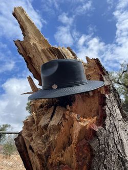 Black Faux Leather Hat