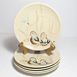 4 Red Wing Quail Bird Bread and Butter Plates 6.5"