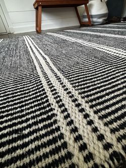 Black and White Hand Woven Wool Area Rug