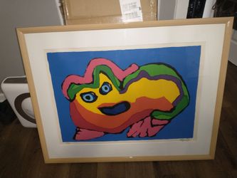 Karel Appel's 1971 "Blue-eyed Creature" Framed Print