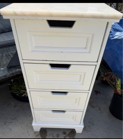 White 5-Drawer Storage Cabinet with Marble or stone Top