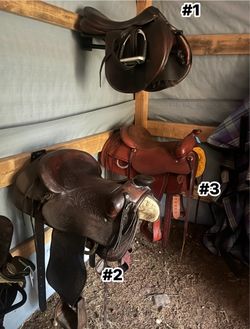 5 saddles (4 western and 1 english)