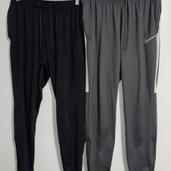 (2-Lot) Nike Soccer Track Pants Mens Sz LARGE Black/Gray Sweatpants Joggers