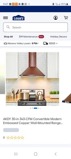 AKDY 30-in Convertible Copper Wall-Mounted Range Hood